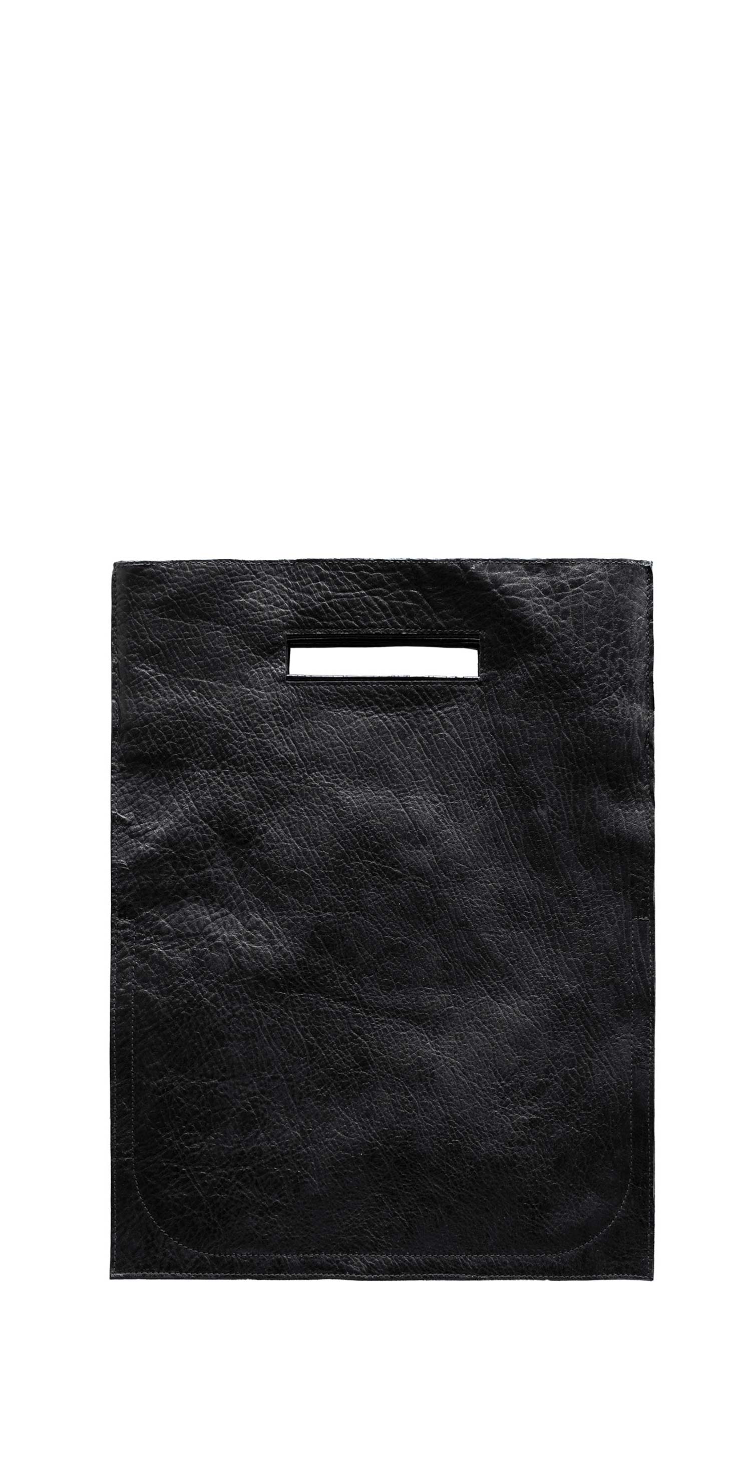flat leather shopper